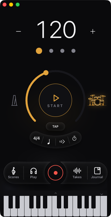 Mac window shrunk to phone shape — nav pill and arc row back